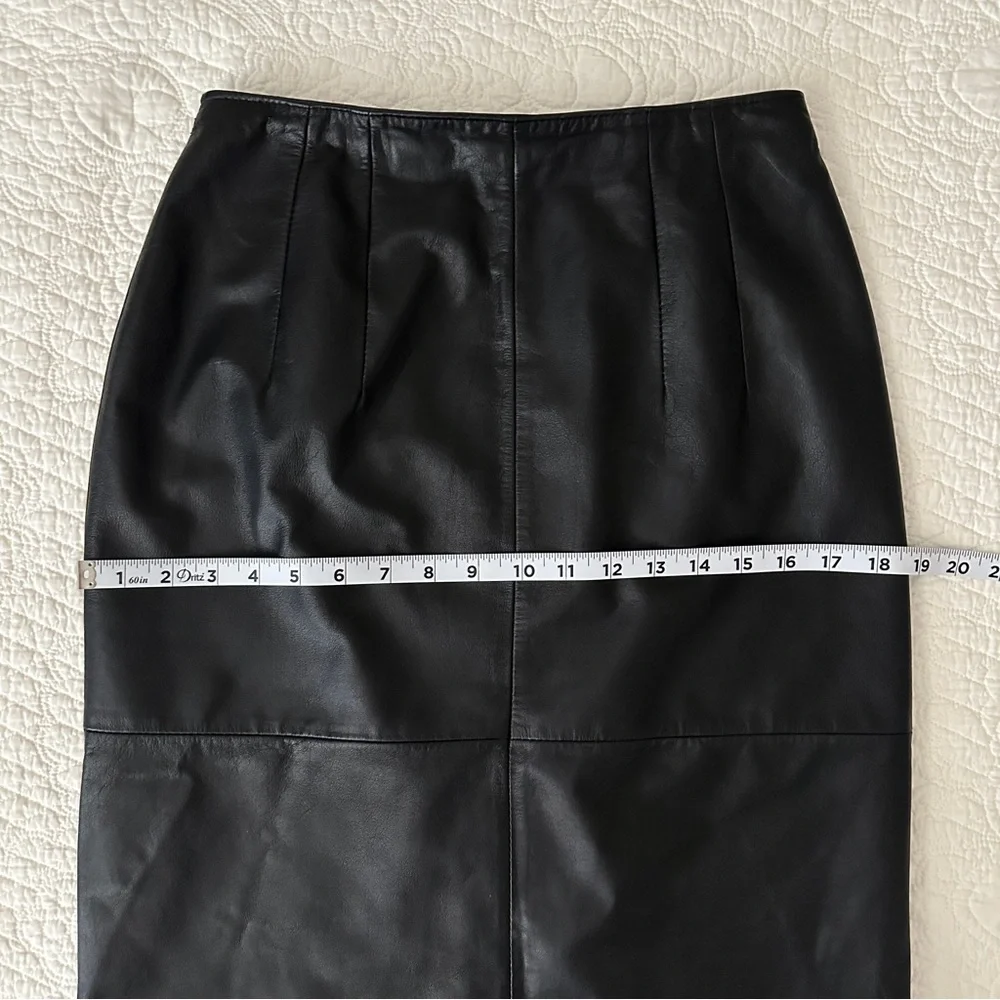 Vintage 80s Pia Rucci Black Leather Pencil Skirt Women’s - Picture 5 of 11